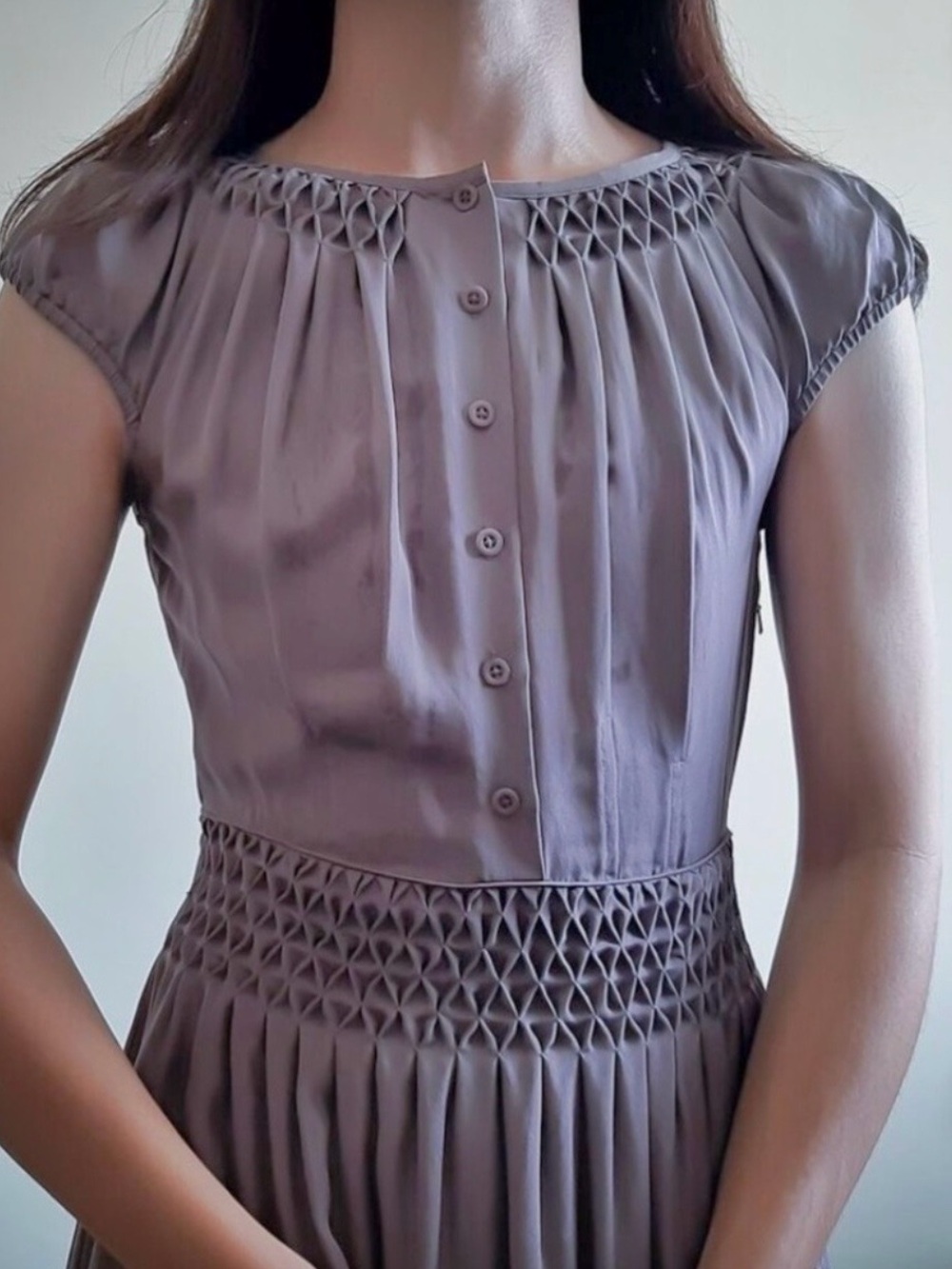 Banana Republic Sleeveless Smocked Midi Dress - Taupe